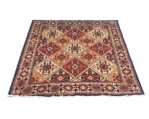 5x5 Yousafi Multicolor Afghan Hand Knotted Square Wool Area Rug